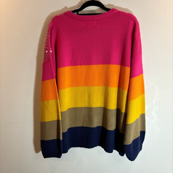 ANDREE BY UNIT Sz  3X Rainbow Clear Sequin Drop Shoulder Sweater NEW WITH TAG - Picture 6 of 9